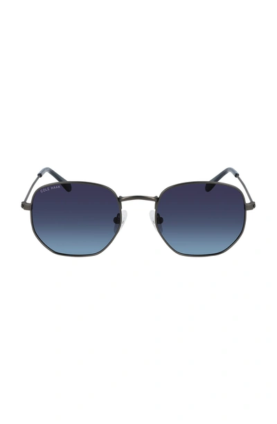 Shop Cole Haan 51mm Angular Round Sunglasses In Gunmetal