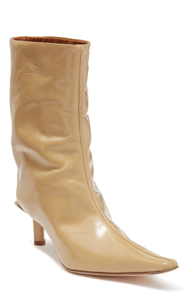 Shop Miista Kelly Patent Leather Pointed Toe Boot In Beige