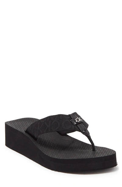 Shop Calvin Klein Meena Wedge Flip Flop Sandal In Blkfb
