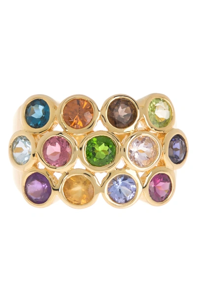 Shop Forever Creations Multi Gemstone Cocktail Ring In Yellow