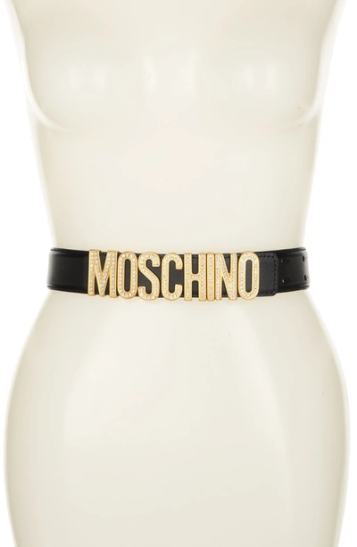 Shop Moschino '' Leather Belt In Black