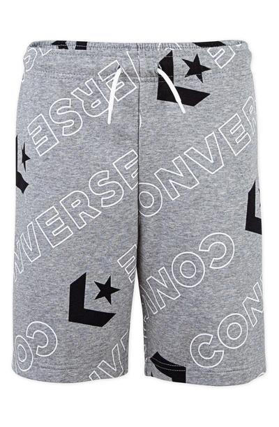 Shop Converse Worldmark Print Shorts In Dark Grey
