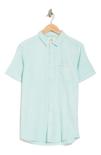 Shop Marine Layer Lance Short Sleeve Shirt In Soft Aqua