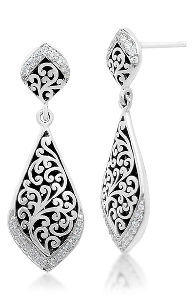 Shop Lois Hill Sterling Silver Diamond Outlined Medium Scroll Drop Earrings