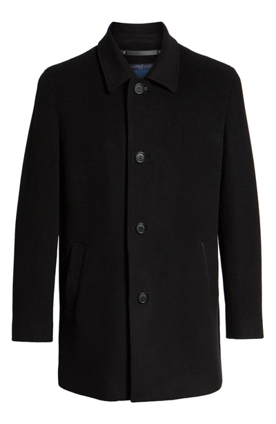 Shop Cole Haan Italian Wool Blend Overcoat In Black