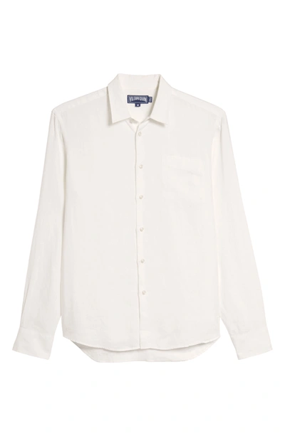 Shop Vilebrequin Caroubie Regular Fit Linen Sport Shirt In White