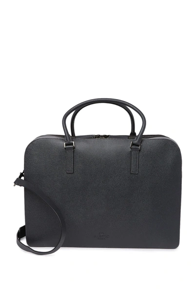 Shop Valentino Leather Briefcase In D12 Dark Grey