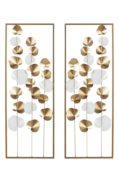 Shop Willow Row Goldtone Metal Tall Cutout Leaf Wall Decor With Frame