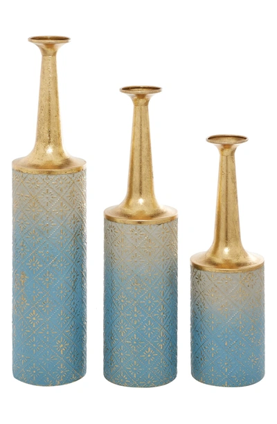 Shop Willow Row Blue Metal Floral Vase With Goldtone Top
