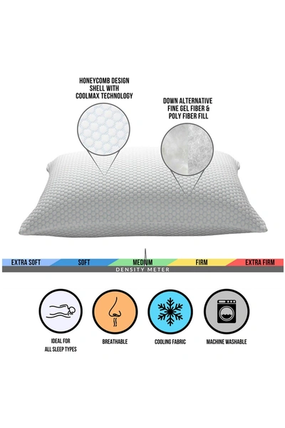 Ella Jayne Home Cool N' Comfort Medium Density Gel Fiber Pillow With Coolmax Technology, For All Sle In Blue/white