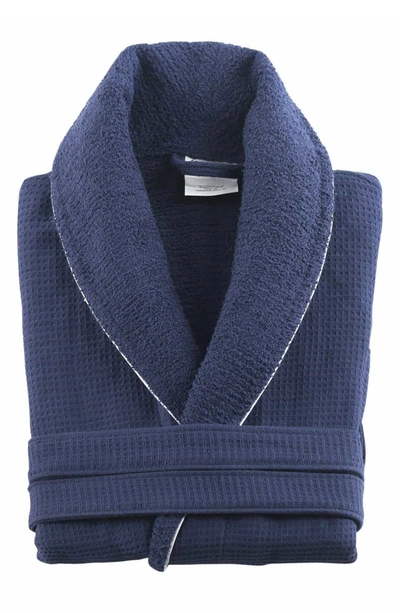 Enchante Home Waffle Turkish Cotton Bathrobe In Navy