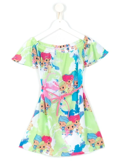 Shop Amir Slama Printed  + Chocolix Short Sleeves Dress In Multicolour