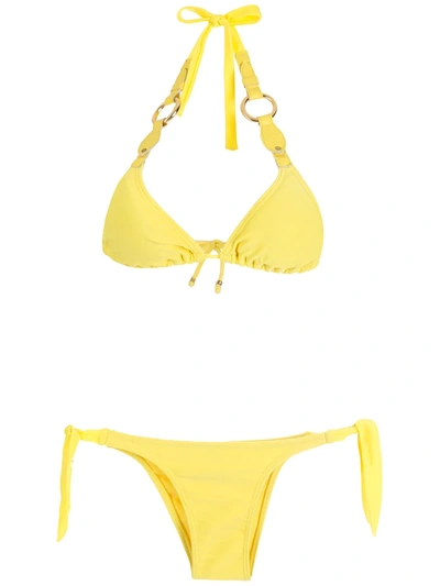 Shop Amir Slama Hoop-strap Triangle Bikini Set In Yellow