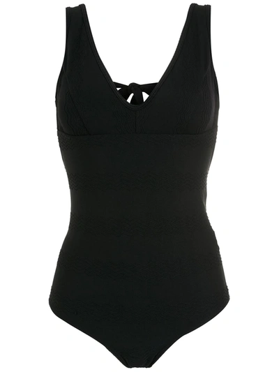 Shop Amir Slama Tie-fastening Textured Swimsuit In Black