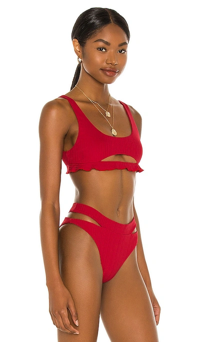 Shop Aro Swim X Madelyn Cline Lee Bikini Top In Scarlet
