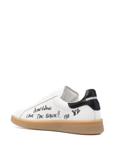 Shop Dsquared2 Printed Leather Sneakers In White