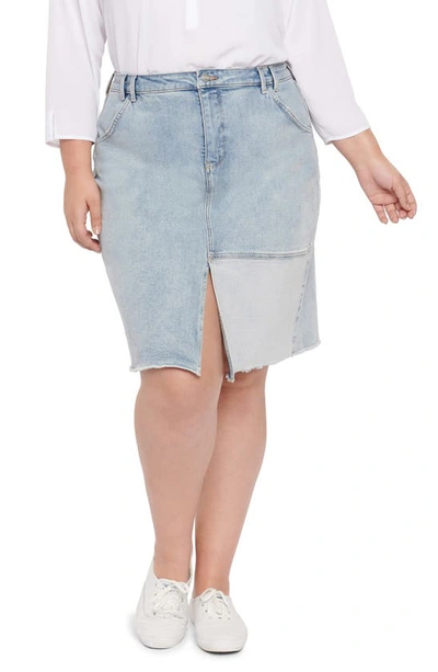 Shop Nydj Frayed Denim Pencil Skirt In Distructed Radiance Base