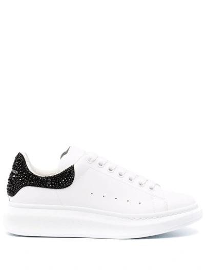 Shop Alexander Mcqueen Oversized Crystal-embellished Sneakers In White