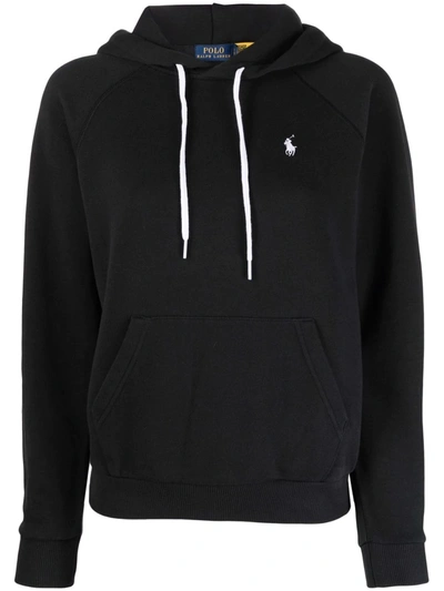 Shop Polo Ralph Lauren Embroidered-logo Pullover Hoodie In Black