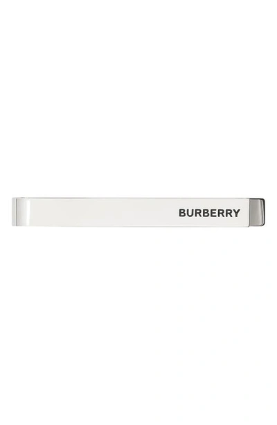 Shop Burberry Logo Tie Bar In Silver