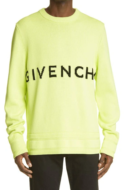 Shop Givenchy Intarsia Logo Cotton Sweater In Yellow/ Black