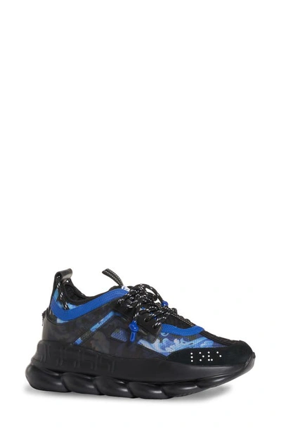 Shop Versace Chain Reaction Baroccoflage Print Sneaker In Black/ Blue