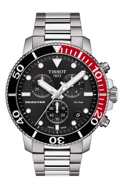Shop Tissot Seastar 1000 Chronograph Bracelet Watch, 45.5mm In Black