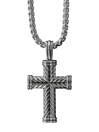David Yurman Chevron Cross Necklace In Silber