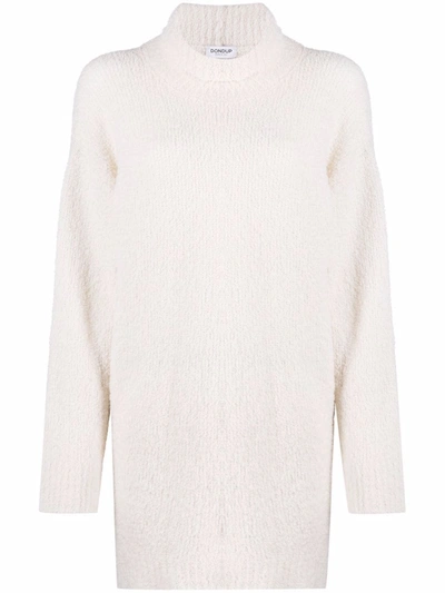 Shop Dondup Curved-hem Knitted Jumper In Weiss