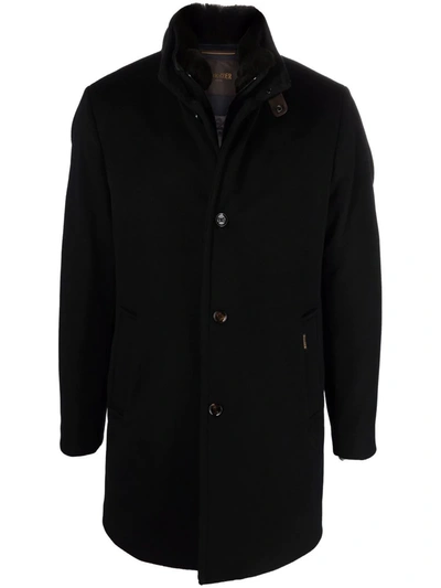 Shop Moorer Feather-down Single-breasted Coat In Blau