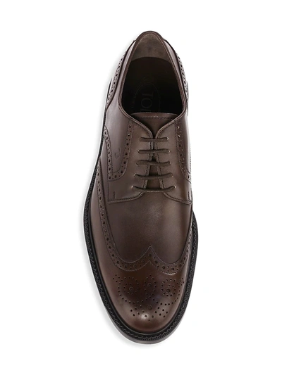 Shop Tod's Men's Lace-up Leather Wing Tips In Brown