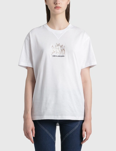 Shop Burberry Embroidered Deer T-shirt In White