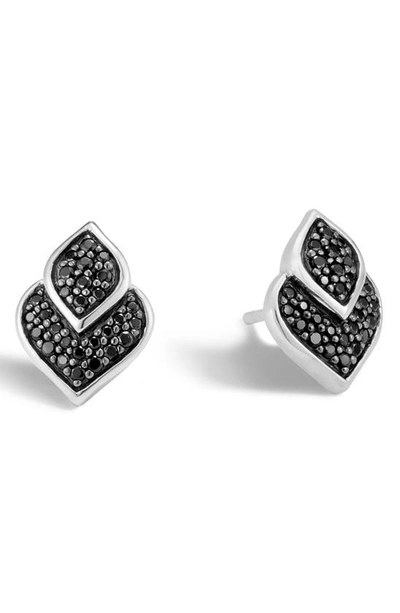 Shop John Hardy Legends Naga Stud Earrings In Silver/ Black Sapphire