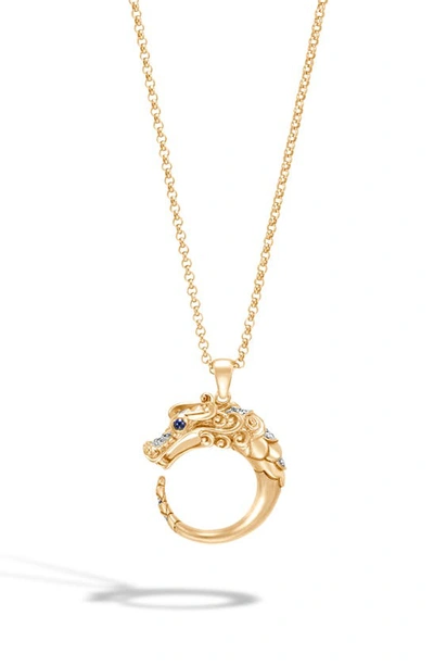 Shop John Hardy Legends Naga 18k Gold & Diamond Pavé Pendant Necklace In Gold/ Diamond