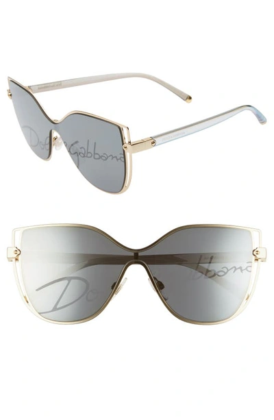 Shop Dolce & Gabbana 128mm Cat Eye Sunglasses In Gold/ Grey Solid