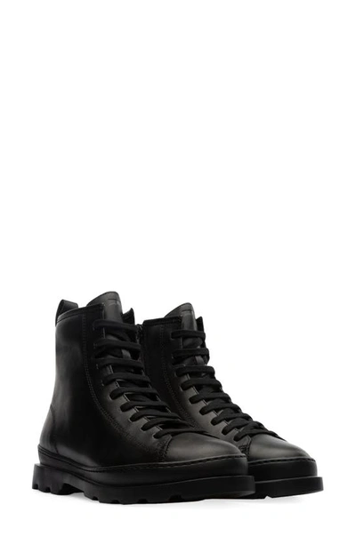 Shop Camper Brutus Combat Boot In New Black Leather