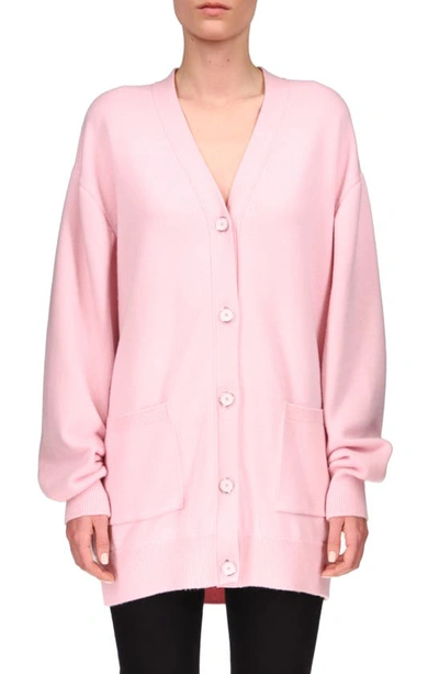 Shop Givenchy Spike Logo Wool & Cashmere Cardigan In Light Pink