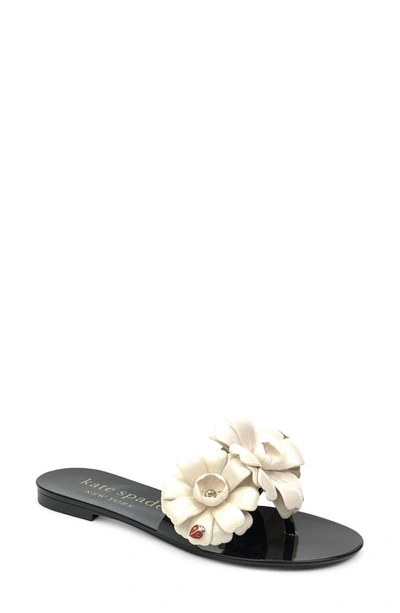 Shop Kate Spade Jaylee Floral Flip Flop In Black / French Cream
