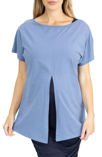 Shop Angel Maternity Reversible Maternity T-shirt In Blue