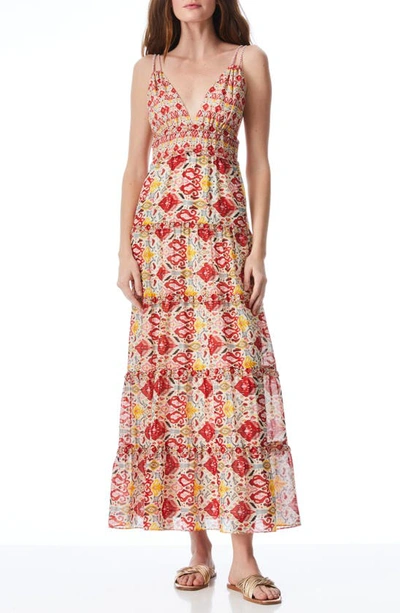 Shop Alice And Olivia Karolina Border Print Cotton & Silk Maxi Dress In Vintage Market Lg