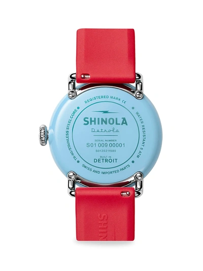 Shop Shinola Detrola Spf Stainless Steel Watch In Red