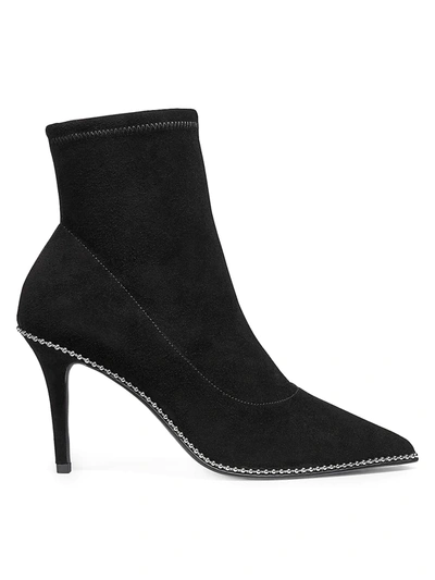 Shop Coach Whitny Bead-trim Suede Sock Boots In Black