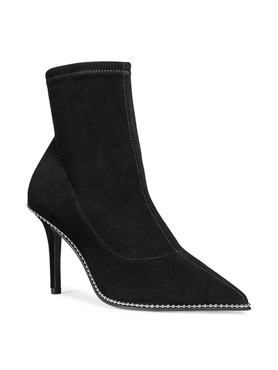 Shop Coach Whitny Bead-trim Suede Sock Boots In Black