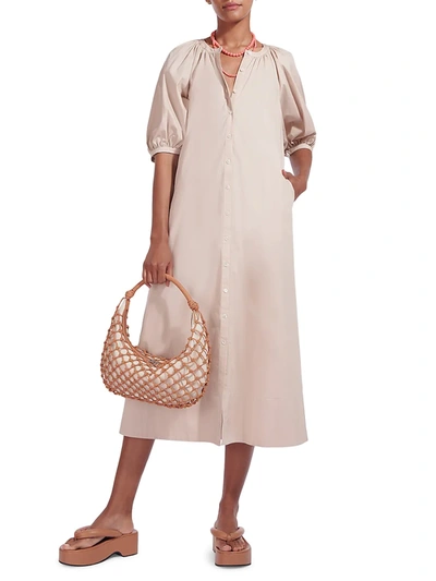 Shop Staud Vincent Maxi Shirtdress In Biscotti