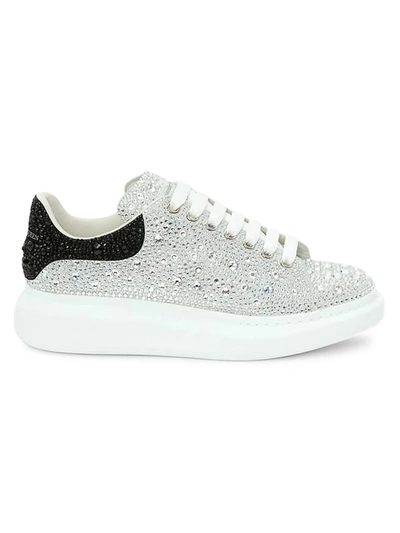 Shop Alexander Mcqueen Men's Oversized Crystal Sneakers In Silver