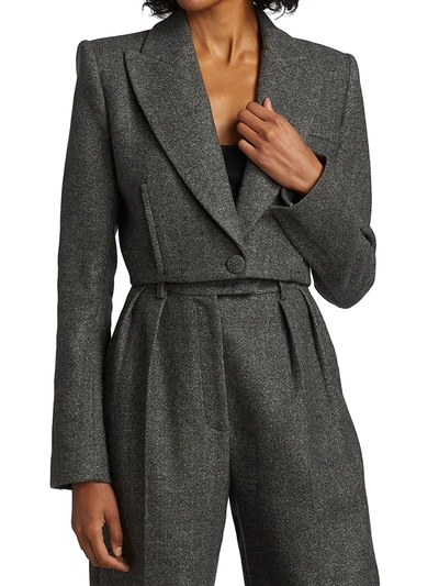 Shop Khaite Women's Lucille Cropped Wool Blazer In Heather Grey