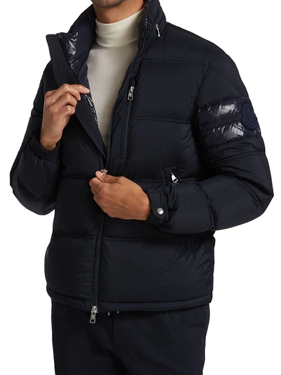 Shop Moncler Men's Delaume Zip-up Puffer Jacket In Blue Navy
