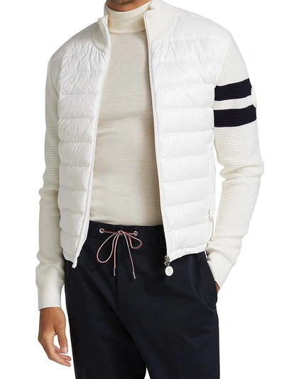 Shop Moncler Wool-blend Cardigan In White