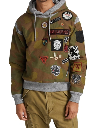 Shop Dsquared2 Camouflage Patch Hoodie In Camo Grey