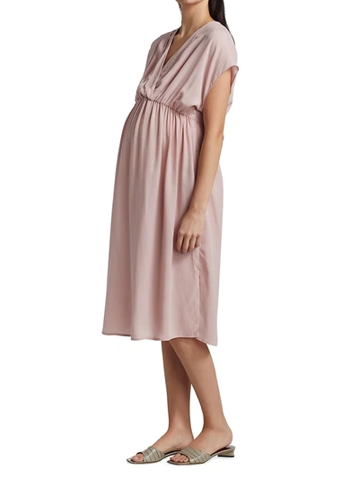 Shop Emilia George Women's Irene Empire-waist Maternity Midi-dress In Salmon